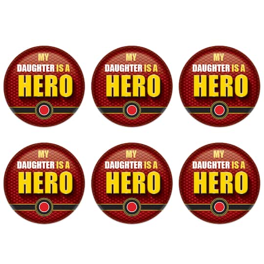 Beistle 2" Red & Yellow My Daughter Is A Hero Buttons, 6ct.